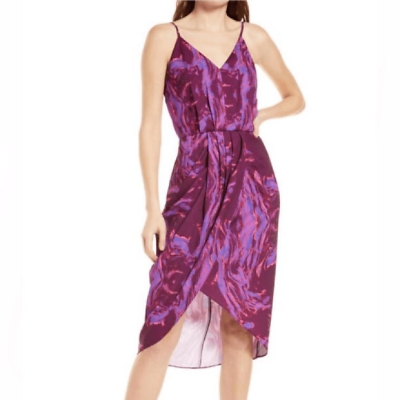 CHELSEA28 Purple Sleveless Faux Wrap Dress - Picture 2 of 8